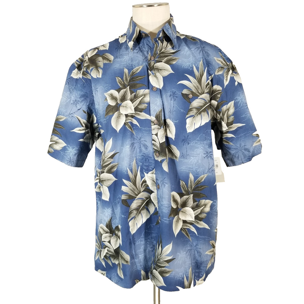 Windham Pointe Shirt Mens Large Floral‎ Hawaiian Button Up Tropical Print